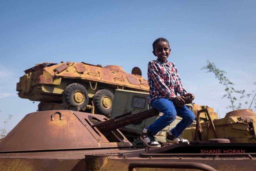 Playing with a tank in Eritrea